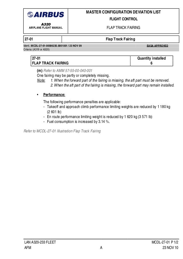 13 master configuration deviation list a 320