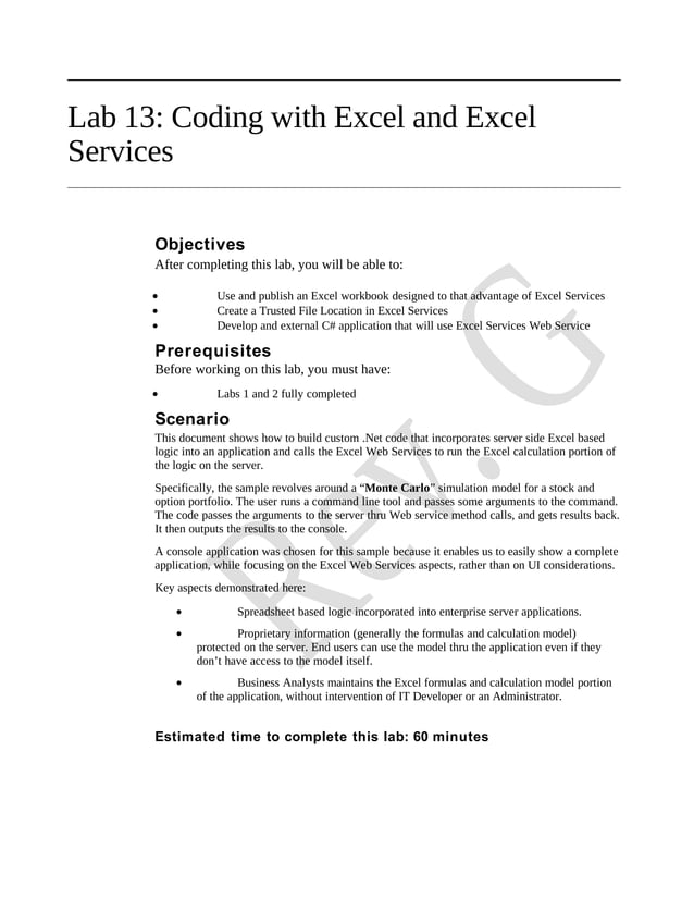 ( 13 ) Office 2007 Coding With Excel And Excel Services | PDF