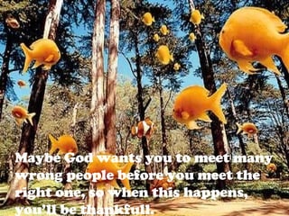 Maybe God wants you to meet many wrong people before you meet the right one, so when this happens, you’ll be thankfull. 