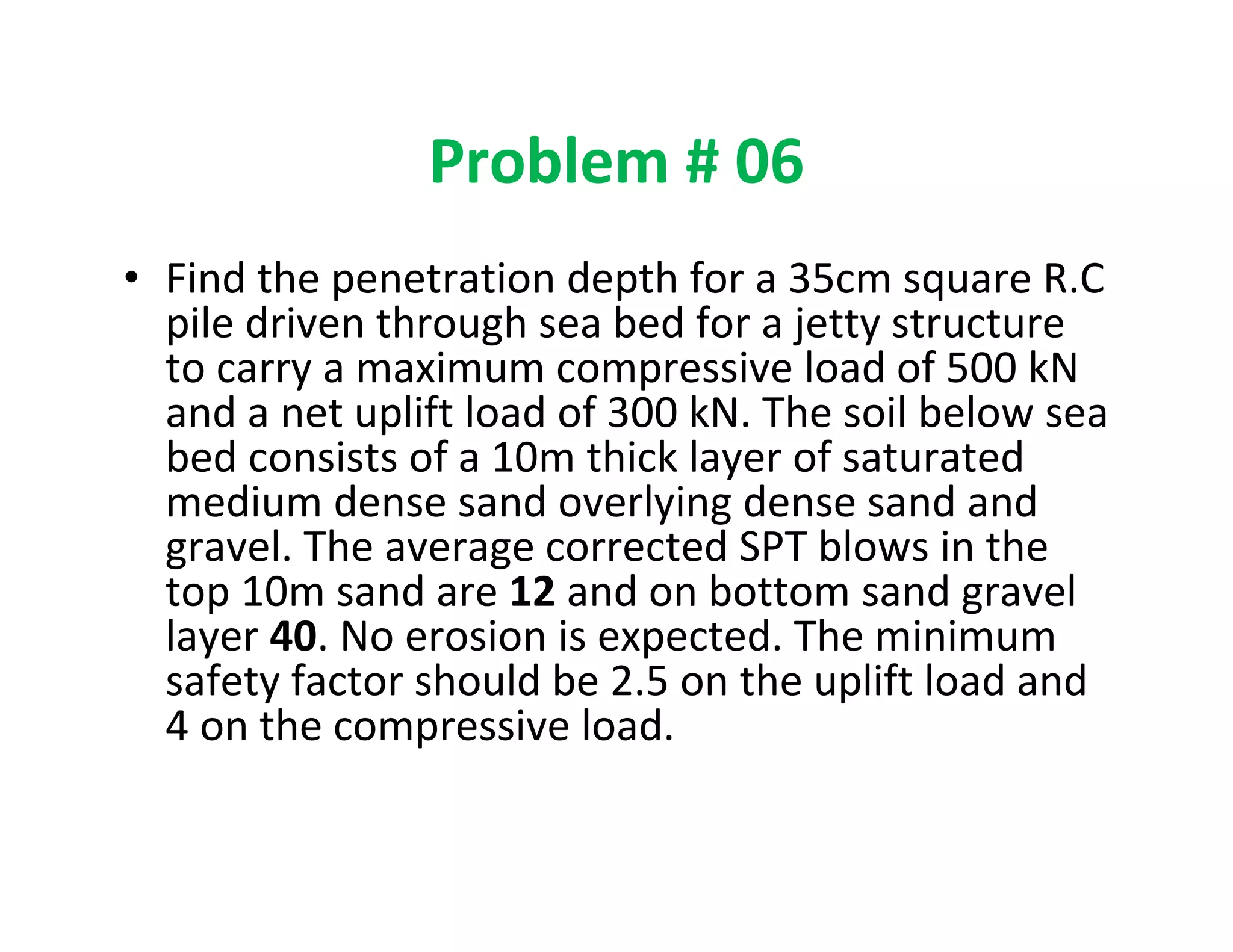 Problems on piles and deep footing | PDF