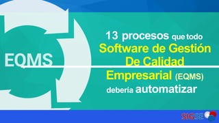 13 procesos quetodo
Software de Gestión
De Calidad
Empresarial (EQMS)
debería automatizar
 