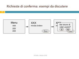 Per informazioni sulle nuove offerte, premi 1; per informazioni sulle tariffe e bla bla bla, premi 2; se sei interessato a conoscere i nuovi servizi e bla bla, premi 3; se desideri comunicare furto o smarrimento del tuo telefonino o bla bla bla per assitenza specialistica, premi 4; se desideri ricevere informazioni sul credito bla bla premi 5; se desideri parlare con un operatore premi 0Ricordare sempre il numero magico 7Non sovraccaricare la memoria a breve termineR.Polillo - Ottobre 201023