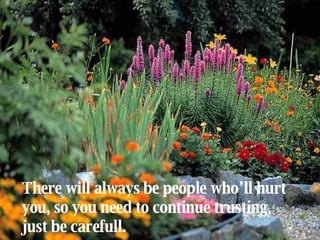 There will always be people who’ll hurt you, so you need to continue trusting, just be carefull. 