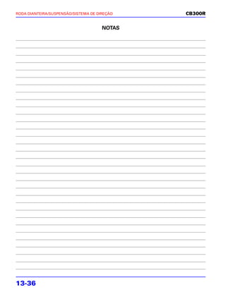 RODA DIANTEIRA/SUSPENSÃO/SISTEMA DE DIREÇÃO   CB300R


                                      NOTAS




13-36
 