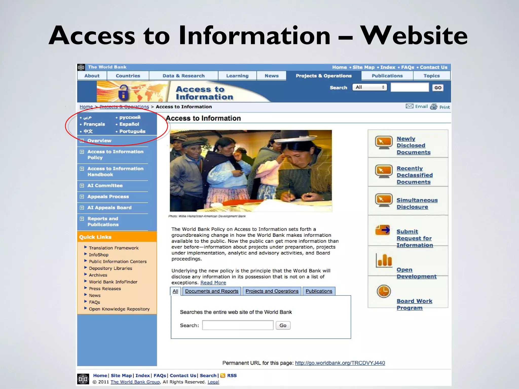 Access to Information – Website
 