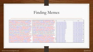 Finding Memes
@mhbealswww.scissorsandpaste.net
 