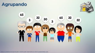 Agrupando
33
32 32
30 32
65
65
Todos os direitos de reprodução e distribuição reservados ao site CursoemVideo.com
 