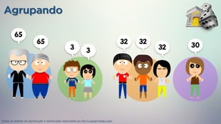 Agrupando
33
32 32
3032
65
65
Todos os direitos de reprodução e distribuição reservados ao site CursoemVideo.com
 