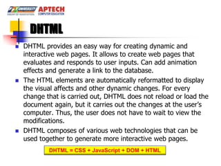 13. session 13 introduction to dhtml | PPTX | Web Design and HTML ...