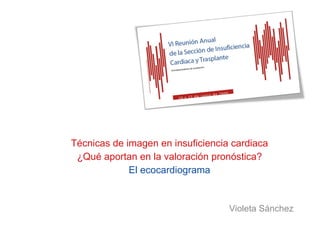 Técnicas de imagen en insuficiencia cardiaca ¿Qué aportan en la valoración pronóstica? El ecocardiograma Violeta Sánchez 
