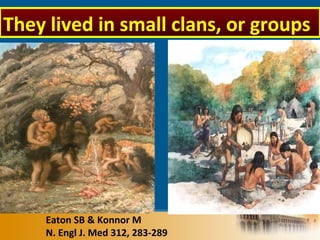 Eaton SB & Konnor M
N. Engl J. Med 312, 283-289
They lived in small clans, or groups
 