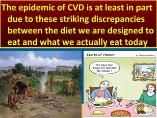 76
The epidemic of CVD is at least in part
due to these striking discrepancies
between the diet we are designed to
eat and what we actually eat today
 