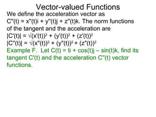 12.5. vector valued functions | PPT