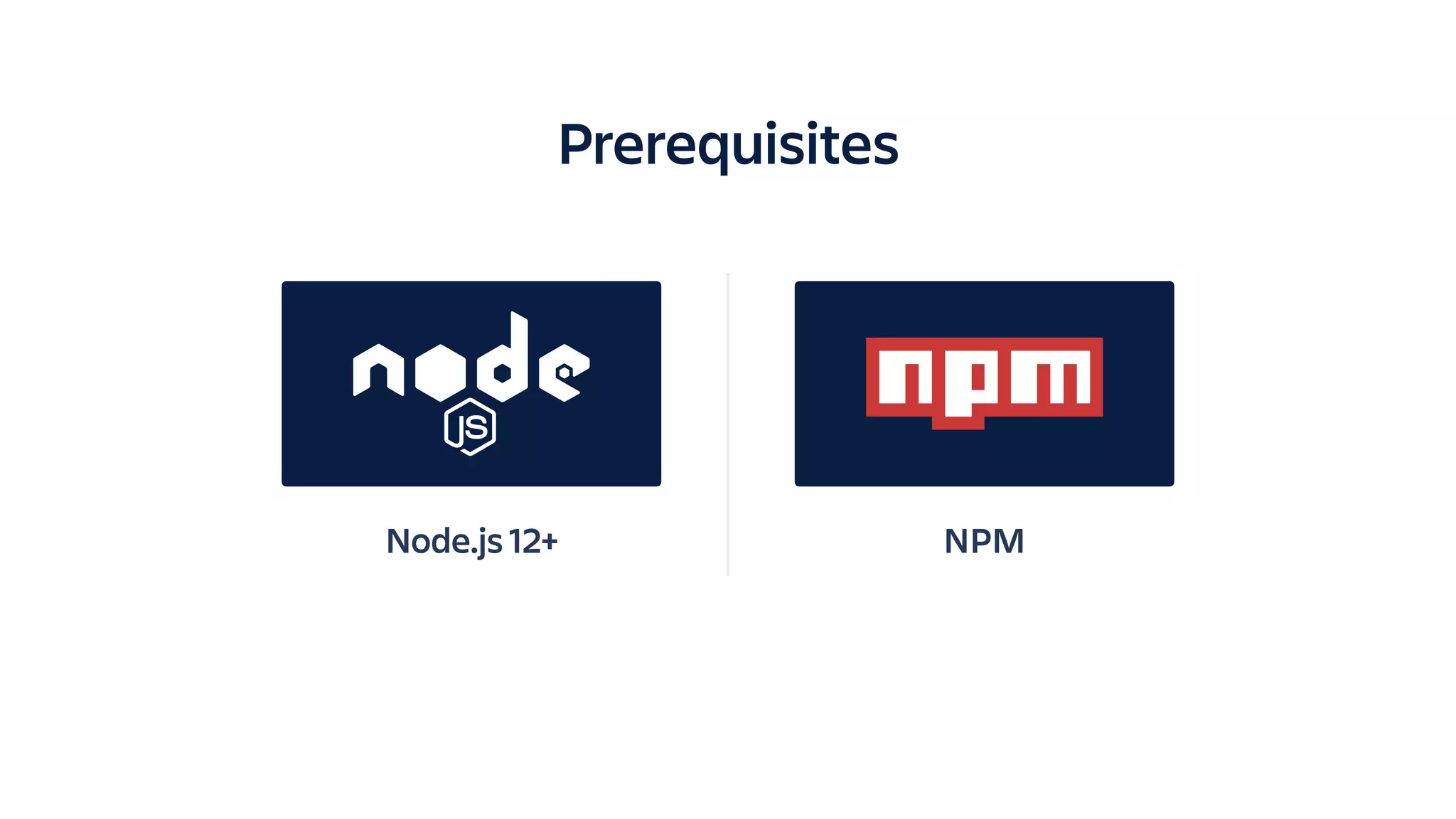 Node.js 12+ NPM
Prerequisites
 