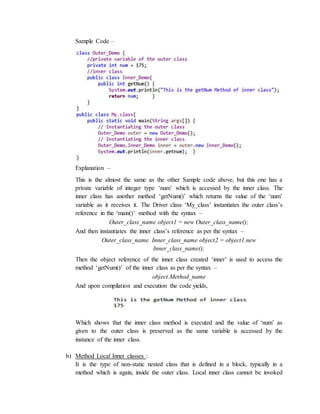 Nested class in java | PDF