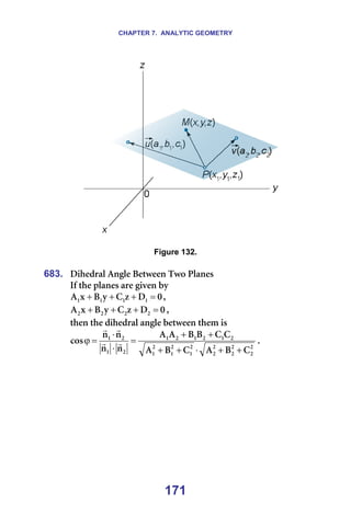 CHAPTER 7. ANALYTIC GEOMETRY
171
===== =
=
Figure 132.
=
683. aáÜÉÇê~ä=^åÖäÉ=_ÉíïÉÉå=qïç=mä~åÉë=
fÑ=íÜÉ=éä~åÉë=~êÉ=ÖáîÉå=Äó==
M
a
ò
`
ó
_
ñ
^ N
N
N
N =
+
+
+ I==
M
a
ò
`
ó
_
ñ
^ O
O
O
O =
+
+
+ I==
íÜÉå=íÜÉ=ÇáÜÉÇê~ä=~åÖäÉ=ÄÉíïÉÉå=íÜÉã=áë==
O
O
O
O
O
O
O
N
O
N
O
N
O
N
O
N
O
N
O
N
O
N
`
_
^
`
_
^
`
`
_
_
^
^
å
å
å
å
Åçë
+
+
⋅
+
+
+
+
=
⋅
⋅
=
ϕ r
r
r
r
K=
=
 