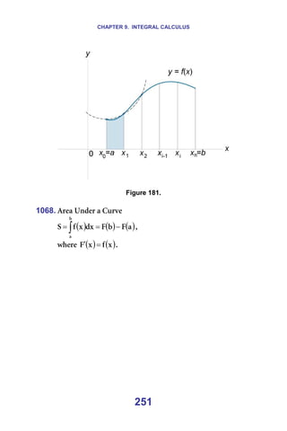 CHAPTER 9. INTEGRAL CALCULUS
251
=
=
Figure 181.
=
1068. ^êÉ~=råÇÉê=~=`ìêîÉ=
( ) ( ) ( )
~
c
Ä
c
Çñ
ñ
Ñ
p
Ä
~
−
=
= ∫ I==
ïÜÉêÉ= ( ) ( )
ñ
Ñ
ñ
c =
′ K=
=
 