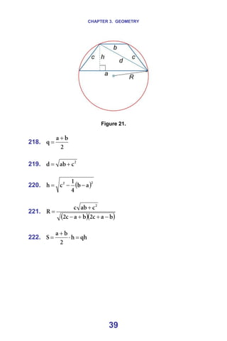 CHAPTER 3. GEOMETRY
39
=
=
Figure 21.
=
218.
O
Ä
~
è
+
= =
=
219. O
Å
~Ä
Ç +
= =
=
220. ( )O
O
~
Ä
Q
N
Å
Ü −
−
= =
=
221.
( )( )
Ä
~
Å
O
Ä
~
Å
O
Å
~Ä
Å
o
O
−
+
+
−
+
= =
=
222. èÜ
Ü
O
Ä
~
p =
⋅
+
= =
=
=
=
=
=
=
 