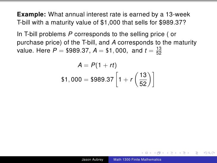Math 1300: Section 3-1 Simple Interest