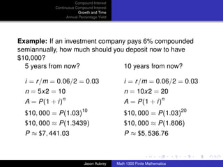 Math 1300: Section 3-2 Compound Interest | PDF