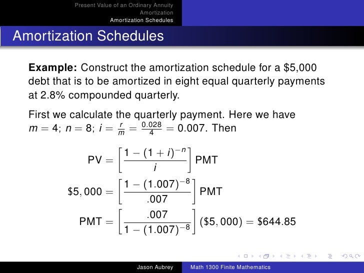 Math 1300 Section 33 Future Value of an Ordinary Annuity