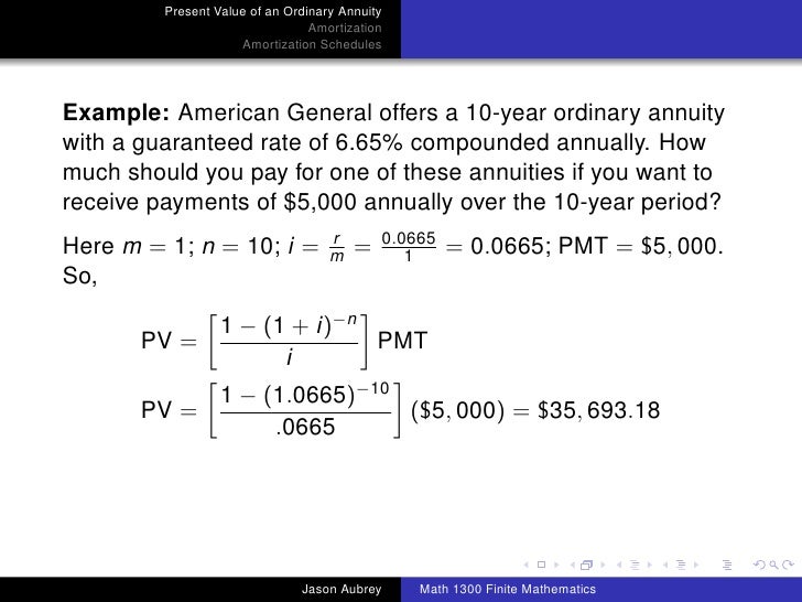 present value of an ordinary annuity