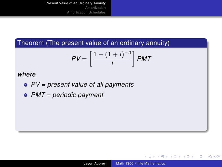 present value of an ordinary annuity