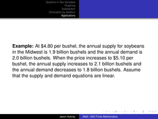 Math 1300: Section 4-1 Review: Systems of Linear Equations in Two ...