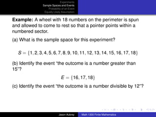 Experiment Sample Math Math 1300: Section 8-1 Sample Spaces, Events, and Probability | PDF