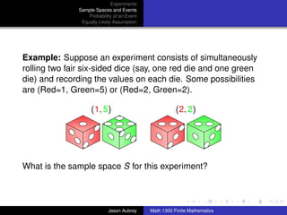 Experiment Sample Math Math 1300: Section 8-1 Sample Spaces, Events, and Probability | PDF