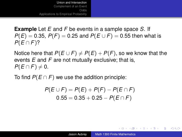 Math 1300 section 8 2 union intersection and complement of events 
