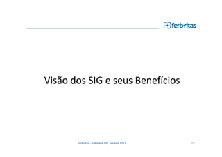 Visão dos SIG e seus Benefícios

Ferbritas - Gabinete GIS, Janeiro 2013

29

 