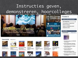 Instructies geven,
demonstreren, hoorcolleges
 