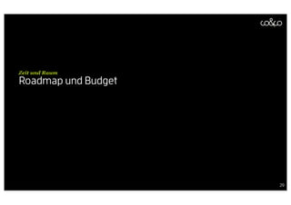 Zeit und Raum
Roadmap und Budget




                     29
 