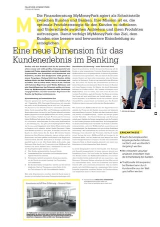 FALLSTUDIE: MYMONEYPARK
  STEFAN HEITMANN




MYMONEY-
                 Die Finanzberatung MyMoneyPark agiert als Schnittstelle
                 zwischen Kunden und Banken. Ihre Mission ist es, die
                 optimale Produktstrategie für den Kunden zu deﬁnieren
                 und Unterschiede zwischen Anbietern und ihren Produkten
                 aufzuzeigen. Damit verfolgt MyMoneyPark das Ziel, dem




PARK im Banking
                 Kunden eine bessere und bewusstere Entscheidung zu
                 ermöglichen.

Eine neue Dimension für das
Kundenerlebnis
  Banken und ihre Produkte sind für die meisten Men-            Baumhäuser für Beratung – mehr Park statt Bank
  schen unsexy und nicht greifbar. Intransparente Leis-         Durch die persönliche, fachlich kompetente Beratung soll der
  tungen und Preise, angereichert mit einer Auswahl von         Kunde zu einer angenehmen Customer Experience gelangen.
  Zigtausenden von Produkten und Hunderten von                  MyMoneyPark ist auf Angelegenheiten im Bereich Hypotheken
  Anbietern, machen den Kaufprozess nicht gerade zu             und Investments spezialisiert. «Bei uns sitzt der Kunde neben
  einem Vergnügen. Bislang blieb dem Kunden nichts              seinem Berater und kann alles mitansehen, was der Berater
  anderes übrig, als dem Bankberater zu vertrauen und           macht», so Heitmann. Es sei ein partnerschaftliches Miteinan-
  zu hoffen, dass er schon weiss, was er da tut. Und das        der. Nur schon die Räume des Unternehmens erinnern in
  soll Customer Experience sein? Stefan Heitmann und            keiner Hinsicht an eine klassische Bank. So sitzen die Kunden
  sein Geschäftspartner Leo Grünstein wollen mit ihrem          mit ihrem Berater in einer Art Kabine, die durch Baumappli-




                                                                                                                                                                   CUSTOMER EXPERIENCE FORUM 7
  Start-up MyMoneyPark diesem Banken-Dschungel                  kationen vor Blicken schützt. «Wir heissen schliesslich auch
  entgegenwirken und die Customer Experience für                MyMoneyPark, weil wir wollen, dass sich unsere Kunden wie
  Kunden im Banking revolutionieren.                            in einem Park fühlen», sagt der Gründer. Der Name sei wichtig.
                                                                Der Kunde soll sich wohlfühlen und Vielfalt erleben – wie in
  Finanzberatung auf menschliche Art                            einem Park eben. In die Website wurde viel investiert: Sie soll
  Operativ gestartet ist der Finanzdienstleister MyMoneyPark    übersichtlich, ansprechend und einfach sein. Die Kreativ-
  am 1. September 2012. Das junge Unternehmen mit unterdes-     Direktorin kommt bewusst nicht aus dem Bankensektor.
  sen mehr als 40 Mitarbeitern hat es sich zum Ziel gemacht,
  den Kunden bis ins kleinste Detail zu informieren und aufzu- Wie funktioniert MyMoneyPark? Auf der Hypothekarseite
  klären. Durch innovatives Web- und Filialdesign, parkähnliche arbeitet die Firma mit den Banken zusammen und bekommt
                                                                                                                                   STEFAN HEITMANN
  Beratungszimmer und eine für den Kunden jederzeit sichtbare eine vereinbarte Provision. Da aber jede Bank praktisch gleich




                                                                                                                                                                   13
  Beratungsplattform schafft MyMoneyPark ein neues, positives viel bezahlt und MyMoneyPark – anders als weniger profes-
  Kundenerlebnis. Vielfalt, Auswahl, Freiheit und Convenience sionelle Vermittler – den Banken Beratungs- und Prozessauf-
  bietet MyMoneyPark seinen Kunden. Besonders Convenience wände spart, bleiben die Berater unparteiisch und die Produkte
  für informierte, selbstbewusste Kunden stellt MyMoneyPark für die Kunden günstiger als bei einer Bank. Im Anlagegeschäft,
  in den Mittelpunkt. «Es gibt industrieübergreifende Werte, wo Kommissionssätze sich viel stärker von Produkt zu Produkt
  die für uns ausschlaggebend sind. Solche Werte sind bis jetzt unterscheiden, arbeitet MyMoneyPark ausschliesslich
  im Banking nicht präsent», erklärt Stefan Heitmann. Klassi- honorarbezogen. Der Bankberater wird wie in einer Retailbank
  sche Banken kritisiert er. Dort gelte: Je weniger informiert der entschädigt. «Wir übernehmen für die Bank die Akquise, die
  Kunde ist, desto besser für die Bank. Mit diesem Vorsatz Beratung, einen Grossteil des Prozesses. Der Kunde macht               ERKENNTNISSE
  könnten sie ihren Kunden verkaufen, was sie wollten, und zu einen Vertrag bei uns.» MyMoneyPark ist einzigartig im
  Konditionen, die ihnen geﬁelen und Kunden in der Regel nicht Schweizer Markt, weil es, anders als zum Beispiel der reine          Auch die komplexesten
  nachvollziehen könnten. Besonders im Anlage- und Kredit- Online-Vergleichsdienst Comparis, Kunden den mühsamen                    Angelegenheiten können
  geschäft laufe es so ab: «Der Kunde bleibt im Dunkeln», sagt Gang von Bank zu Bank komplett abnimmt und somit eine
  Heitmann.Was macht der Finanzvermittler MyMoneyPark Alternative zu einer klassischen Bank darstellt.                              sachlich und verständlich
  anders? Die Vision besteht darin, transparent zu sein und                                                                         dargelegt werden.
  die Kundenphilosophie erlebbar zu machen:                        In einem Erstgespräch wird für den Kunden eine Strategie
       Dem Kunden grösstmögliche Auswahl bieten.                   und Auswahl ausgearbeitet, in einem weiteren kommt eine          Mit einfachen Lösungs-
       Interessenkonﬂ ikte vermeiden und konsequent keine          Empfehlung hinzu. Und wie ﬁ nden die Banken das? «Nicht          ansätzen erleichtert man
       eigenen Produkte anbieten.                                  alle Banken lieben das MyMoneyPark-Modell, sie arbeiten
       Persönliche, fachlich kompetente Beratung anbieten,         aber trotzdem höchst professionell mit uns zusammen», sagt       die Entscheidung bei Kunden.
       wo der Kunde sie einfach benötigt: bei Hypotheken           Heitmann. Schweizer Banken wünschen sich den Weg zurück
       und Investments.                                            zur traditionellen Bank. «Doch die Schweizer sind enorm          Traditionelle Intransparenz
       Ein Kundenerlebnis ermöglichen, welches auf dem höchst- Internet-afﬁ n und zunehmend preissensitiv. Und sie werden           bei Banken kann durch
       möglichen Grad an Transparenz sowie State-of-the-           gerade nach den Erfahrungen der vergangenen Jahre immer
       Art-Technologien für alle Vertriebskanäle basiert.          kritischer gegenüber einzelnen Banken und Bankprodukten          Kundennähe aus der Welt
                                                                   und vergleichen daher zu Recht immer mehr.»                      geschaffen werden.
  Man wolle «Empowerment» erreichen, damit der Kunde besser in-
  formiert ist und (selbst-)bewusster Finanzentscheidungen trifft.
                                                                             Ñ Finanzberatung in WOHLFÜHL-ATMOSPHÄRE:
                                                                               Die MyMoneyPark-Kunden sollen sich
                                                                               in der Filiale so wohlfühlen wie in einem Park.
 