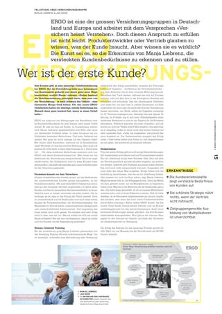 FALLSTUDIE: ERGO VERSICHERUNGSGRUPPE
   MANJA LIEBRENZ & JAN HEIDE



                   ERGO ist eine der grossen Versicherungsgruppen in Deutsch-
                   land und Europa und arbeitet mit dem Versprechen «Ver-




ERGO
                   sichern heisst Verstehen». Doch diesen Anspruch zu erfüllen
                   ist nicht leicht. Produktentwickler oder Vertrieb glauben zu
                   wissen, was der Kunde braucht. Aber wissen sie es wirklich?
                   Die Kunst sei es, so die Erkenntnis von Manja Liebrenz, die
                   versteckten Kundenbedürfnisse zu erkennen und zu stillen.


VERSICHERUNGS-
Wer ist der erste Kunde?

GRUPPE
   Seit Kurzem gibt es eine neuartige Unfallversicherung              tatsächlich den Alltag einschränkt, mussten die Führungs-
   bei ERGO. Bei der Entwicklung habe man konsequent                  kräfte und Orgaleiter − die Betreuer der Vertriebsmitarbeiter −
   aus Kundensicht gedacht und damit ganz neue Wege                   mit dem Rollstuhl durch eine normale Wohnung kurven.
   beschritten, erzählt Manja Liebrenz. «Bisher bestand               Sie sollten den Tisch decken, während sie sich auf Krücken
   die Unfallversicherung prinzipiell darin, dass man von             stützten, oder mit dem Arm in der Schlinge ein Brötchen auf-
   der Versicherung – je nach Schwere des Unfalls – eine              schneiden und schmieren. Das war überzeugend. Nachdem
   bestimmte Menge Geld bekam. Für den neuen ERGO                     man erlebt hat, wie sehr man in solchen Situationen auf Hilfe
   Unfallschutz haben wir überlegt, welche Bedürfnisse ein            angewiesen ist, kann man die neuen Services der Versicherung
   Mensch denn ganz konkret hat, wenn er einen Unfall                 besser vermitteln. Jan Heide, selbst als Orgaleiter zuständig
   hatte.»                                                            für 21 Versicherungsagenturen, bestätigt das aus eigener Er-
                                                                      fahrung. Im Frühjahr zog er sich beim Volleyballspielen einen
   ERGO hat aufgrund von Befragungen von Betroffenen eine             dreifachen Bänderriss zu und ist nun Experte für die Kundener-




                                                                                                                                                                          CUSTOMER EXPERIENCE FORUM 7
   Ist-Kundenerlebniskette für jede Station nach einem Unfall         lebniskette. «Plötzlich brauchte ich einen Chauffeur, und ich
   erstellt: Er oder sie liegt am Boden, im Krankenhaus, kommt        konnte nur noch per Telefon oder E-Mail arbeiten.» Das allerdings
   nach Hause, bekommt gegebenenfalls eine Reha oder muss             tat er ausgiebig, indem er seine Leute über seinen Zustand auf
   mit bleibenden Schäden leben. In jeder Situation hat ein           dem Laufenden hielt. «Jeder hat eingesehen, wie sinnvoll das
   Unfallopfer besondere Bedürfnisse. Und jeder Verletzte hat         neue Angebot ist. Die Verkaufszahlen spiegeln den Erfolg
   andere. Wer putzt für mich, solange ich den Gipsarm habe?          wider.» Viele hätten selbst eine Police für sich abgeschlossen,
   Wer füttert mein Kaninchen, während ich im Krankenhaus             als sie sahen, wie schnell sie sie brauchen könnten.
   liege? Wie ﬁnde ich eine barrierefreie Wohnung, denn ohne Lift
   komme ich nicht mehr in mein altes Zuhause im 3. Stock ohne     Stolpersteine
   Lift … Um diese konkreten Bedürfnisse kümmern sich nun          Trotz der ersten Erfolge gibt es noch einige Herausforderungen.
   ERGO und deren Kooperationspartner. Man muss nur bei            Der Aussendienst wird derzeit noch auf Provisionsbasis bezahlt.




                                                                                                                                                                          15
   Abschluss der Versicherung entsprechende Services ange-         Nur ein Abschluss bringt dem Vertreter Geld. Nun soll aber
   meldet haben. Der Unfallschutz wird für jeden Kunden mass-      der Vertrieb persönlich auf jeden Kunden eingehen, ihn ausführ-
   geschneidert. Das stellt naturgemäss ganz neue Anforderungen    lich beraten, vielleicht noch Analysen aus seinen Daten machen.
   an den Versicherungsberater.                                    Das wird noch nicht entsprechend honoriert. Ausserdem will
                                                                   nicht jeder den neuen Weg mitgehen. Einige haben sich der              ERKENNTNISSE
   Verstehen kommt vor dem Versichern                              Ausbildung verschlossen, weil sie sie für überﬂüssig hielten.
   «Unsere Aussendienstler müssen lernen, auf die Bedürfnisse «Die müssen wir noch ins Boot holen», sagt Manja Liebrenz.                   Die Kundenerlebniskette
   der unterschiedlichen Kunden gezielt einzugehen», so die Möglicherweise hilft ihr die Erfolgsgeschichte. Denn die Mittel,               zeigt versteckte Bedürfnisse
   Produktentwicklerin. «Wir sind beim ERGO Unfallschutz beson- die dazu gedacht waren, nur die Multiplikatoren zu begeistern,
   ders auf den einzelnen Vertreter angewiesen.» Er kennt seine haben ihren Weg bis in die Wohnzimmer der Endkunden gefun-                 von Kunden auf.
   Kunden und hat ein besonderes Vertrauensverhältnis zu ihnen. den. «Ich hatte lange gezweifelt, ob ich es unseren Mitarbeitern
   Dadurch kann er besser vermitteln als jeder andere. Um so zumuten kann, sich in einen Rollstuhl zu setzen. Und ich habe                 Die schönste Strategie nützt
   wichtiger ist es, dass er das Prinzip der Police versteht. Doch überlegt, ob es Behinderte möglicherweise als zynisch empﬁn-            nichts, wenn der Vertrieb
   so unterschiedlich wie die Endkunden sind auch diese ersten den könnten, aber dann hat mich unser Kundenbotschafter
   Kunden der Produktentwickler: die Vertriebsmitarbeiter. Die David Behre ermutigt.» Behre, selbst ERGO Kunde, hat bei                    nicht mitmacht.
   Mitarbeiter im Vertrieb haben unterschiedlichste Backgrounds einem Unfall beide Unterschenkel verloren und ist Bronze-
   und unterschiedlichste Arbeitsweisen. Und langweilig war medaillengewinner bei den letzten Paralympics. Auch seine                      Zielgruppengerechte Aus-
   ihnen bisher auch nicht gerade. Die meisten sind sehr erfolg- konkreten Erfahrungen haben geholfen, die Soll-Kunden-                    bildung von Multiplikatoren
   reich in dem, was sie tun. Warum sollten sie sich auf etwas erlebniskette auszugestalten. Nun gibt er der internen Kam-
   Neues einlassen? Wie soll man sie begeistern, damit sie wiede- pagne für den Vertrieb ein Gesicht und steht den Vertretern              ist unverzichtbar.
   rum ihre Kunden mit der Begeisterung anstecken?                 als Ansprechpartner zur Verfügung.

   Human Centered Training                                            Der Erfolg des Rollouts für das neuartige Produkt spricht für
   Bei der Ausbildung ging Manja Liebrenz gemeinsam mit               sich: Nach nur vier Monaten hat der Vertrieb mehr als 100’000
   der Abteilung Bildung Vertrieb unkonventionelle Wege. Um           Policen verkauft.
   zu verstehen, inwieweit eine Behinderung oder Verletzung




                                              MANJA LIEBRENZ
                                             Ñ JAN HEIDE
                                             Ò Die BETREUER DER VERTRIEBS-
                                               MITARBEITER erleben hautnah, wie
                                               eine Behinderung oder Verletzung
                                               tatsächlich den Alltag einschränkt.
 