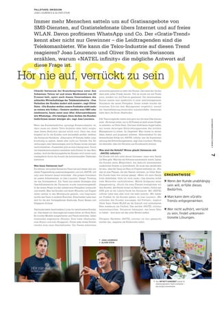 SWISSCOM
CUSTOMEREXPERIENCEFORUM77
FALLSTUDIE: SWISSCOM
JOAO LOURENCO & OLIVER STEIN
Hör nie auf, verrückt zu sein
Immer mehr Menschen satteln um auf Gratisangebote von
SMS-Diensten, auf Gratistelefonate übers Internet und auf freies
WLAN. Davon proﬁtieren WhatsApp und Co. Der «Gratis-Trend»
kennt aber nicht nur Gewinner – die Leidtragenden sind die
Telekomanbieter. Wie kann die Telco-Industrie auf diesen Trend
reagieren? Joao Lourenco und Oliver Stein von Swisscom
erzählen, warum «NATEL inﬁnity» die mögliche Antwort auf
diese Frage ist.
Obwohl Swisscom der Branchenprimus unter den
Schweizer Telcos ist und einen Marktanteil von 60
Prozent hält, spürt auch dieses Unternehmen die
schlechte Wirtschaftslage der Telekomindustrie. «Das
Verhalten der Kunden ändert sich massiv», sagt Oliver
Stein. «Die Kunden wollen unsere Produkte nicht mehr
so nutzen wie früher.» Gestern sendete man SMS oder
telefonierte, heute nutzt man öfter Alternativdienste
wie WhatsApp. «Die heutigen Abos decken die Kunden-
bedürfnisse immer weniger ab», sagt Joao Lourenco.
Wenn das Kundenbedürfnis «günstige Kommunikation» ist,
dann muss ein idealer Telco-Anbieter eben dafür sorgen,
dass dieses Bedürfnis optimal erfüllt wird. Denn das neue
Angebot ist für die Kunden noch keinesfalls perfekt, erklären
die Swisscom-Fachleute: «Alternative IP-Dienste helfen zwar,
kurzfristig zu sparen, bieten aber nicht nur Vorteile. Die Ab-
rechnungen über Datenmengen sind für Nutzer immer weniger
nachvollziehbar.» Ausserdem gibt es eine Inkongruenz: Durch
die Datenkommunikation entstehen hohe Kosten für den Netz-
ausbau, doch die Rechnungshöhe der Kunden wird immer noch
massgeblich durch die Anzahl der konventionellen Telefonate
bestimmt.
Was kann Swisscom tun?
Ein kleines, verrücktes Swisscom-Team hat sich dieses Jahr mit
dieser Fragestellung auseinandergesetzt und mit «NATEL inﬁ-
nity» eine Antwort darauf entwickelt. «Die grösste Innovation
ist unsere Arbeitsweise», so Joao Lourenco. Design Thinking
sei das Schlüsselwort. Ein Team aus sieben Strategen aller
Geschäftsbereiche der Swisscom wurde zusammengestellt.
In der ersten Phase wurden radikal neue Preispläne untersucht
und erstellt. Man hat Kunden und deren Wünsche und Ängste
dabei radikal in den Mittelpunkt gestellt, und Inspiration
suchte das Team in anderen Branchen. Entschieden habe man
sich für die drei Vorzeigeﬁrmen Starbucks, Kuoni Reisen und
Singapore Airlines.
Starbucks bietet verschiedene Linien für verschiedene Kunden
an. «Das haben wir übertragen auf unsere Abos», so Oliver Stein.
Es wurden Modelle ausgearbeitet und Preise entworfen. Dabei
entstanden sogenannte «Routen»: Eine hiess «Starbucks»,
eine «Kuoni» und eine «Singapore». Hinter jeder dieser Routen
steckte eine neue Geschäftsidee. Die Teams arbeiteten
abwechslungsweise an allen drei Routen. Das hatte den Vorteil,
dass jeder jedes Projekt kannte. Und es wurde nie mit Power-
point, sondern nur mit Post-its gearbeitet. Die verschiedenen
Routen testete man spielerisch in einer wahrheitsgetreuen
Simulation der neuen Preispläne. Immer wieder wurden die
einzelnen Schritte dem Management vorgeführt, worauf
die Geschäftsleitung konstruktiv mitentwickelte. Gewonnen
habe dann die Route «Starbucks».
Alle Teammitglieder haben sich ganz auf die neue Idee konzen-
triert. «Es bringt nichts, nur zu 20 Prozent an solch einem Projekt
zu arbeiten», so Oliver Stein. Und man dürfe keine Angst haben,
mit einem derartigen Entwicklungsprozess das mittlere
Management zu stören. Im Gegenteil: Man müsse zu seinen
Ideen stehen und progressiv arbeiten. «Entscheidend für den
letztendlichen Erfolg von ‹NATEL inﬁnity› war die Zusammen-
setzung des Entwicklungsteams», sagt Joao Lourenco. Wichtig
sei ebenfalls, dass die Storyline aus Kundensicht stimme.
Was sind die Beliefs? Woran glaubt Swisscom mit
«NATEL inﬁnity?»
Der Kunde will sich nicht darum kümmern, wann sein Handy
ins Netz geht. Weil das die Software automatisch macht, haben
die Kunden keine Möglichkeit, die dadurch entstehenden
zusätzlichen Kosten zu kontrollieren. Es muss also gewährleis-
tet sein, dass der Gang ins Netz im Fixpreis enthalten ist. «Nur
das ist eine Flatrate, die den Namen verdient», so Oliver Stein.
Ein Kunde habe ihm einmal gesagt: «Wenn ich mein Handy
nicht dabeihabe, fühle ich mich nackt.» Das könnten sicher
viele Menschen nachvollziehen. Mobile Endgeräte seien
allgegenwärtig. «Durch die neue Flatrate ermöglichen wir
dem Kunden, das Handy immer zur Hand zu haben.» Schon seit
2005 gibt es die Liberty-Tarife bei Swisscom. Mit «NATEL
inﬁnity» habe man aber noch viel mehr erreicht: «Wir haben
ein Problem für die Kunden gelöst», so Joao Lourenco. «Wir
schenken den Kunden sozusagen die Freiheit», ergänzt
Oliver Stein. Freies WLAN sei die Zukunft und unlimitiertes
Netz wiederum die Freiheit. Das möchte «NATEL infinity»
veranschaulichen. Swisscom behauptet, das beste Netz
zu haben – jetzt kann sie das unter Beweis stellen.
Übrigens: Nachdem «NATEL infinity» im Juni gelauncht
worden war, reagierte die Konkurrenz sofort.
ERKENNTNISSE
Wenn der Kunde unabhängig
sein will, erfülle dieses
Bedürfnis.
Man kann dem «Gratis-
Trend» entgegenwirken.
Wer nicht aufhört, verrückt
zu sein, findet unkonven-
tionelle Lösungen.
Ñ JOAO LOURENCO
Ô OLIVER STEIN
 Das INFINITY-ANGEBOT wurde im
interdisziplinären Team erarbeitet —
das bringt Commitment.
 