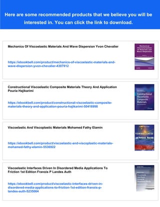Roderic Material Viscoelastic Materials 1st Edition Professor Roderic Lakes | PDF