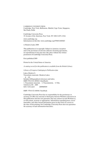 Roderic Material Viscoelastic Materials 1st Edition Professor Roderic Lakes | PDF