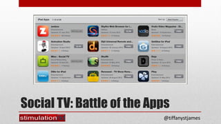Social TV: Battle of the Apps
                           @tiffanystjames
 