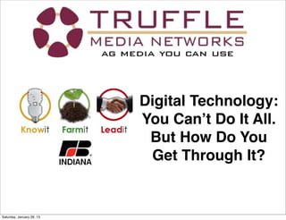 Digital Technology:
                           You Can’t Do It All.
                            But How Do You
                            Get Through It?


Saturday, January 26, 13
 