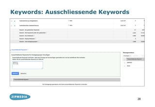 Keywords: Ausschliessende Keywords




                                     28
 
