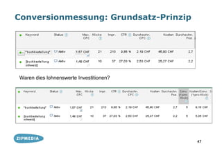 Conversionmessung: Grundsatz-Prinzip




Waren dies lohnenswerte Investitionen?




                                         47
 
