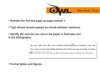 • Number the first text page as page number 1.
• Type all text double-spaced (no break between sections).
• Identify the s...