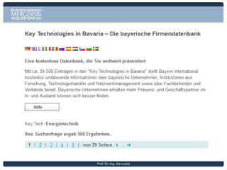 Bavarian Exports and Imports with China

Bavarian imports from China

Bavarian exports to China
in million Euro

in million Euro

14000

11800
10558

10000

10000
8000

6746

8000

7206

11156

8842
6916

6000

5641

6000
4000

12816

12000

11643

12000

13692

14000

14214

4960
3824

4000
2000

2000
0

0
2005

2006

2007

2008

2009

2010

2011

2005

2006

2007

2008

2009

2010

2011

Source: Chamber of Industry and Commerce of Bavaria

Prof. Dr.-Ing. Kai Lucks

Seite 61

 