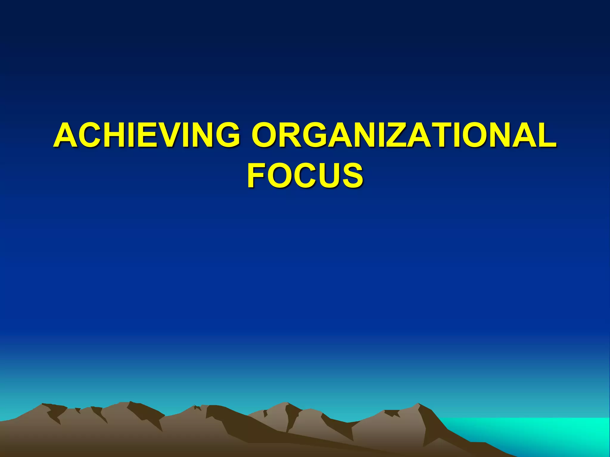 ACHIEVING ORGANIZATIONAL
         FOCUS
 