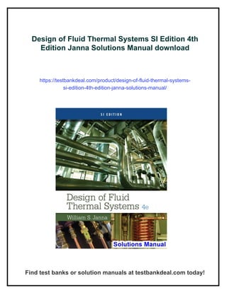 Design of Fluid Thermal Systems SI Edition 4th Edition Janna Solutions ...