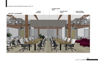 Hub Oakland : Design Development Presentation : 03.01.13

                                                                        RECLAIMED LIBRARY
                                                                        LAMPS
                                                              EXPOSED                       RECLAIMED WOOD    GRAFFITI HEADERS
                                                           FLOOR DECK                       TABLES            OVER PHONE ROOMS
 QUIET SIDE - 2315 BROADWAY




                                                                                                                                              16
                                                                                                             Hub Oakland + gardnerDESIGNlab
 