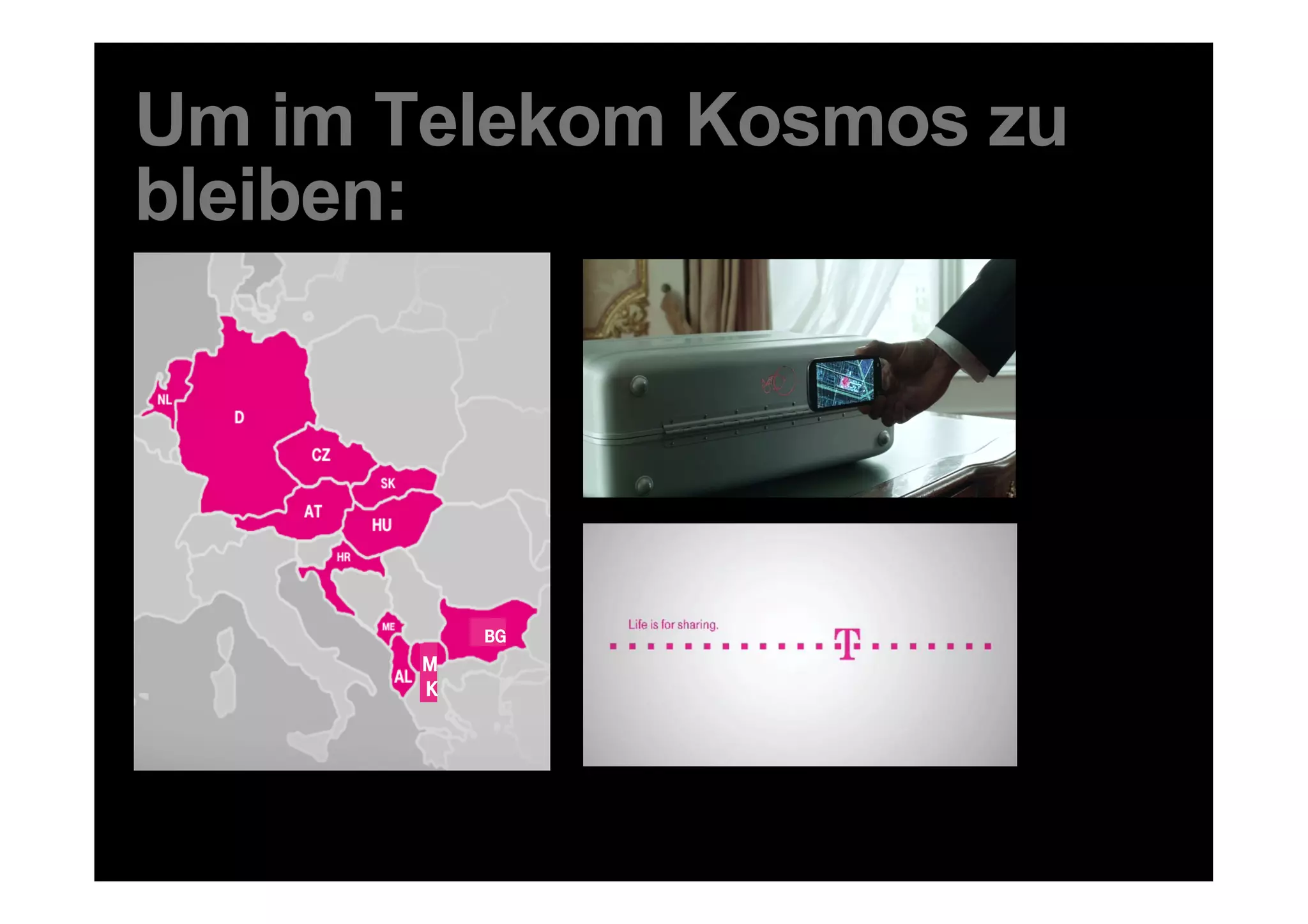 Um im Telekom Kosmos zu
bleiben:




                                    BG
                                M
                                K




8   DDB Tribal für Kundenname
 