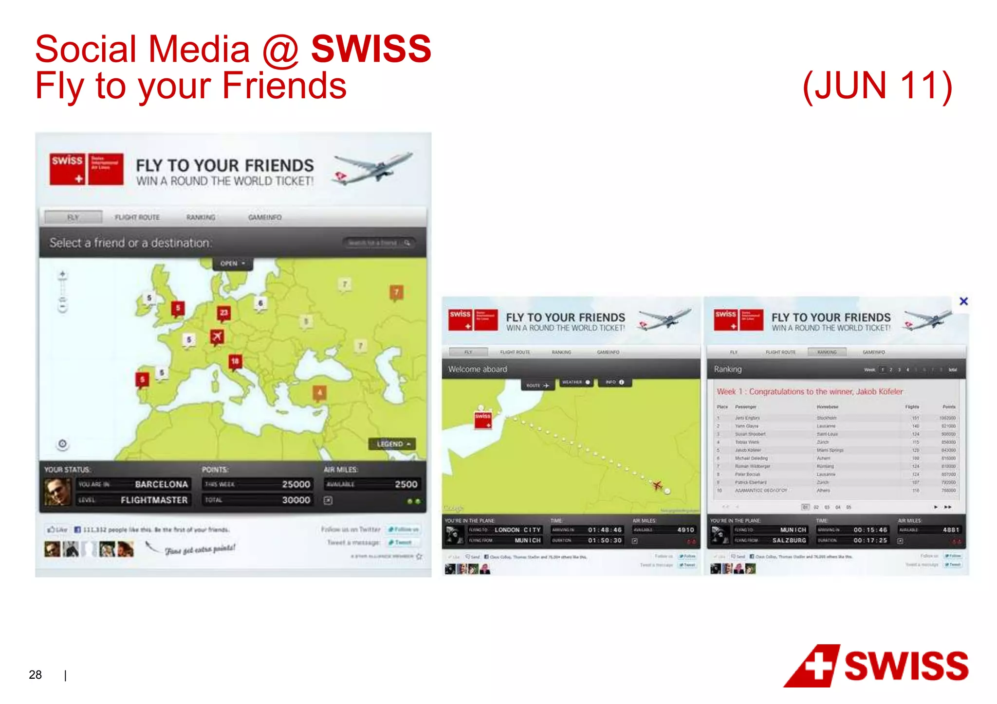 Social Media @ SWISS
Fly to your Friends    (JUN 11)




28   |
 